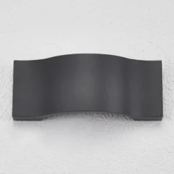 Aplique de pared LED Lucande Jace, antracita, metal, 28 cm, IP54