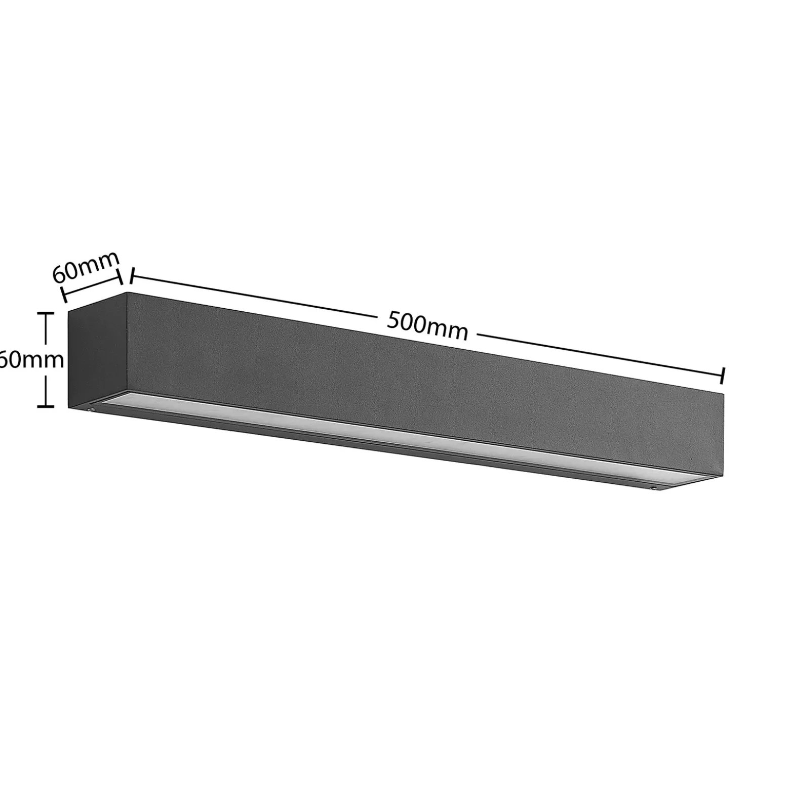 Aplique de pared LED Lucande Lengo, 50 cm, antracita, hacia abajo, 3000 K