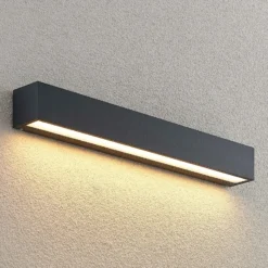 Aplique de pared LED Lucande Lengo, 50 cm, antracita, hacia abajo, 3000 K
