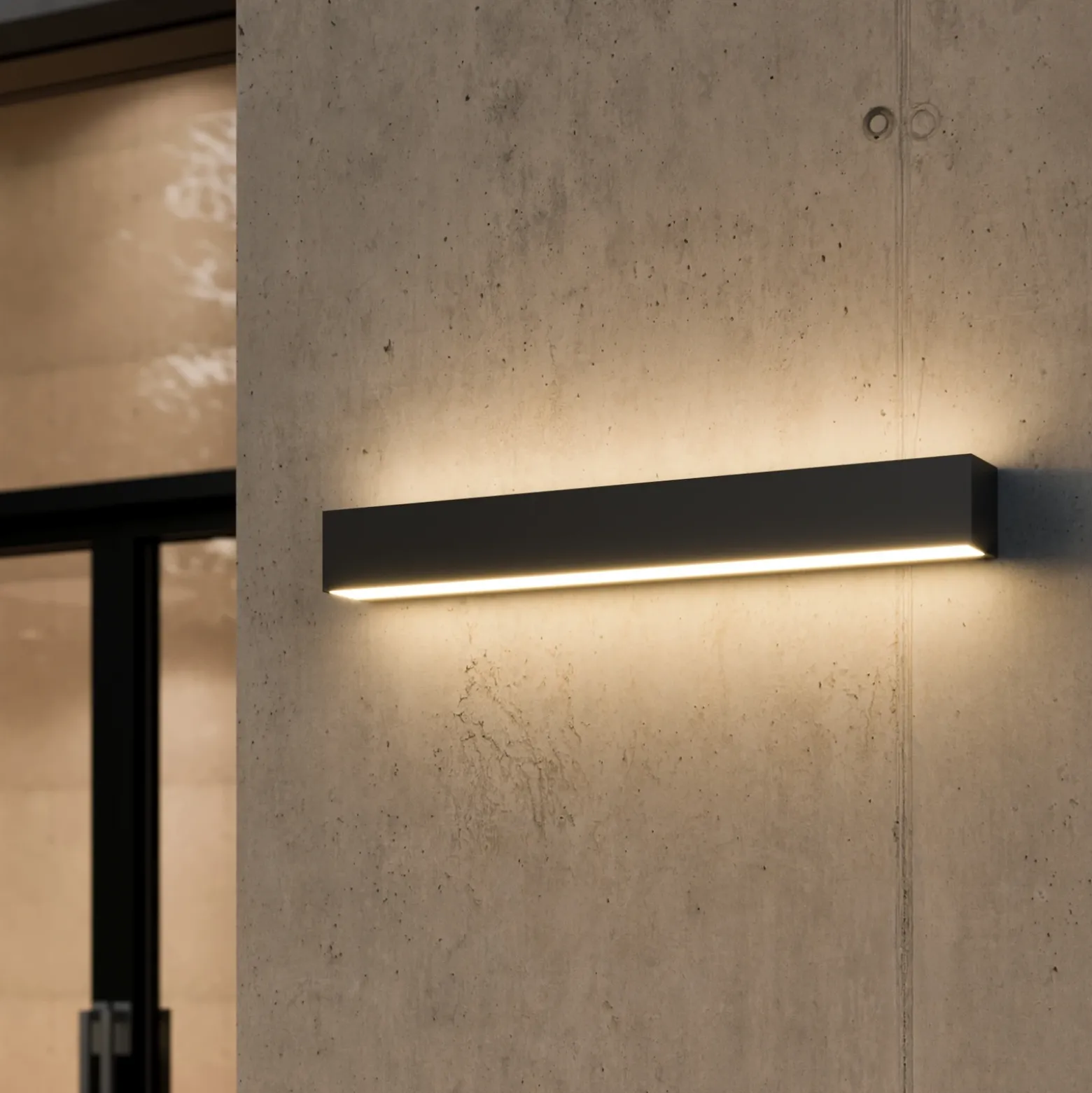 Aplique de pared LED Lucande Lengo, 50 cm, color antracita, luz hacia arriba y