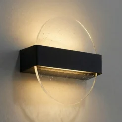 Aplique de pared LED Lucande Narkelo, negro/transparente, CCT, IP44