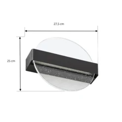 Aplique de pared LED Lucande Narkelo, negro/transparente, CCT, IP44