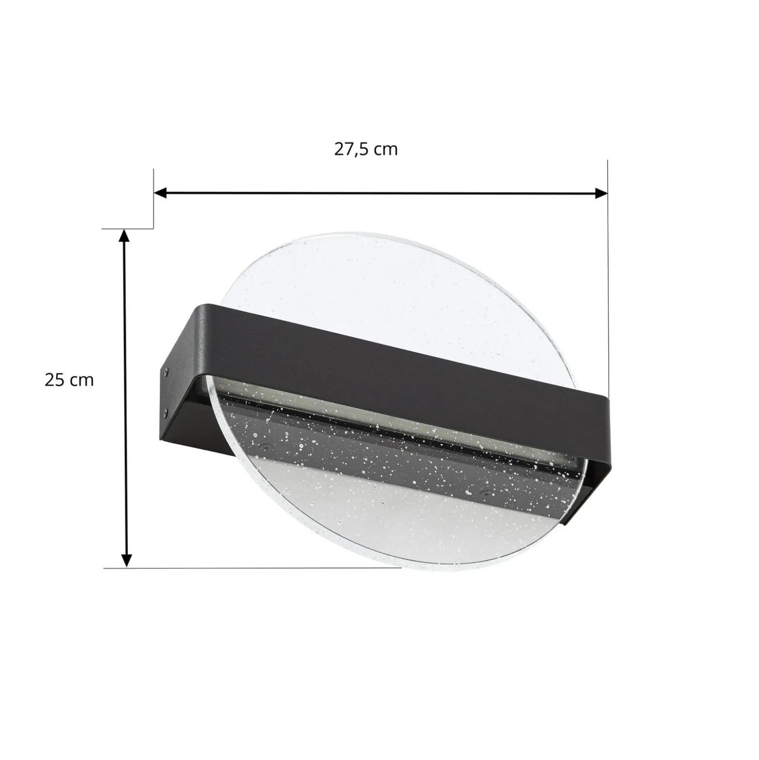 Aplique de pared LED Lucande Narkelo, negro/transparente, CCT, IP44