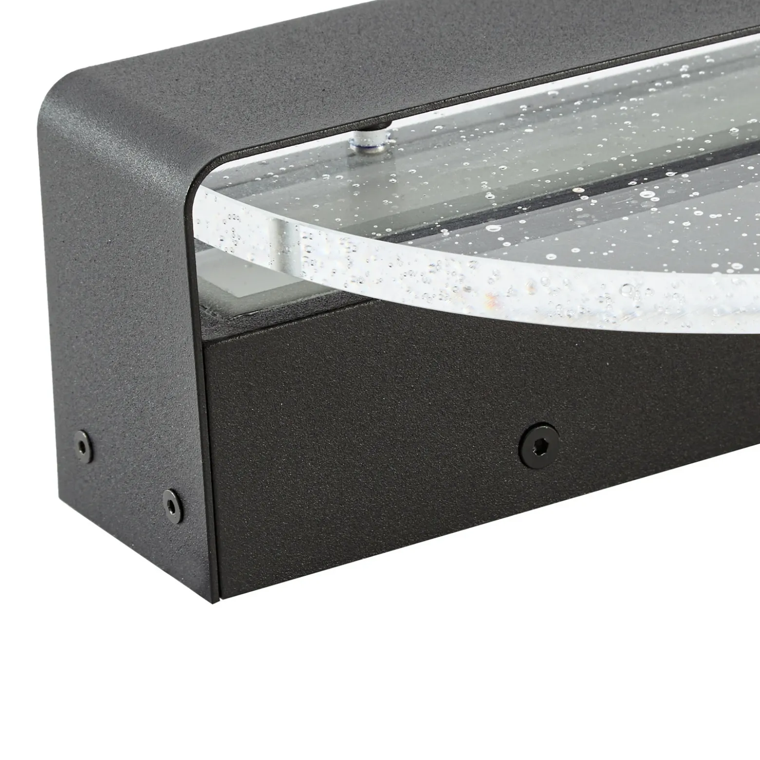 Aplique de pared LED Lucande Narkelo, negro/transparente, CCT, IP44