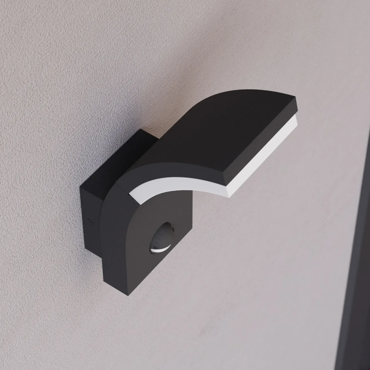 Aplique de pared LED Lucande Timm, sensor, 20 cm, antracita, IP54