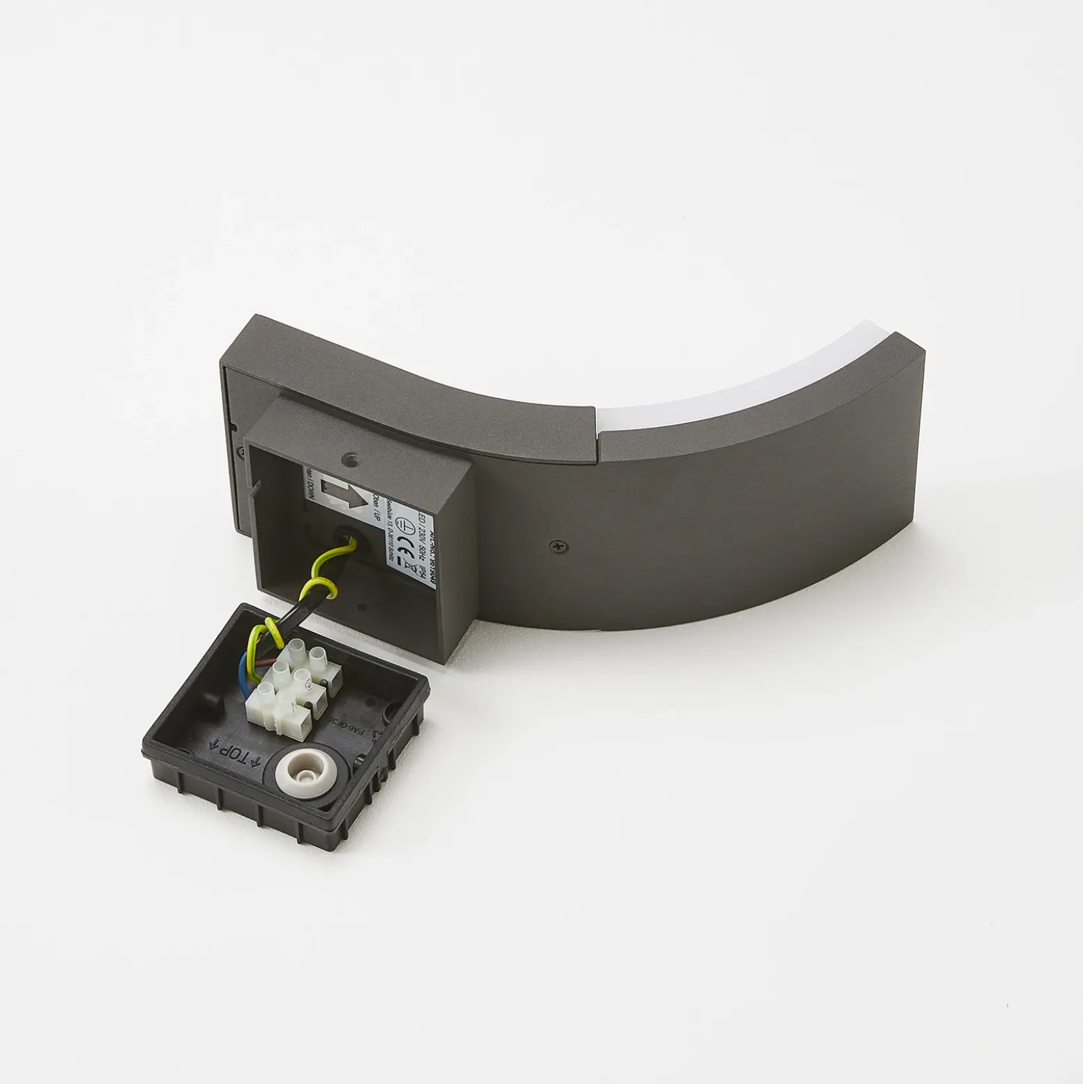 Aplique de pared LED Lucande Timm, sensor, 20 cm, antracita, IP54