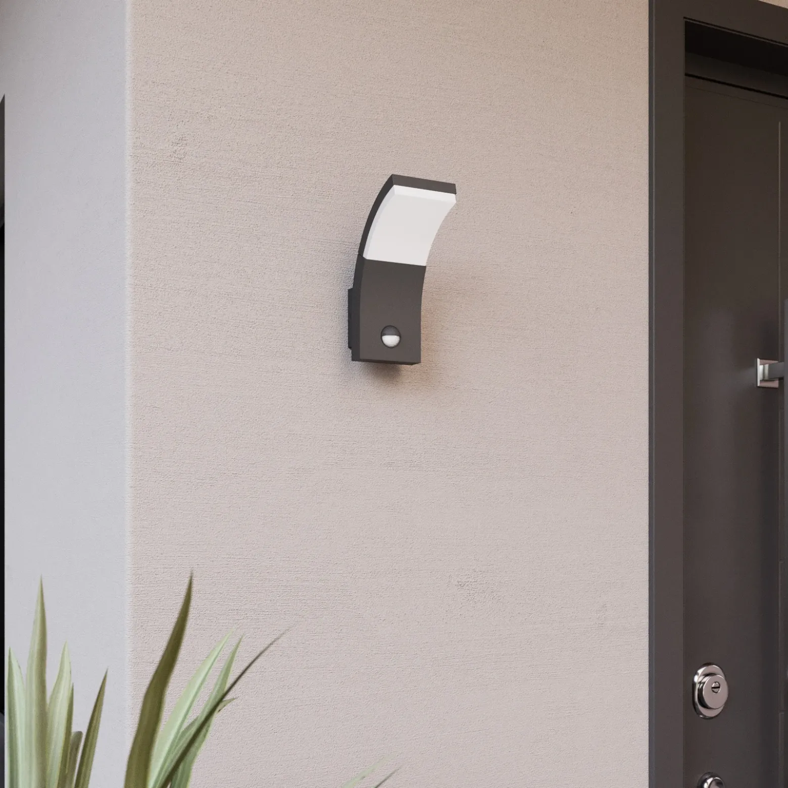 Aplique de pared LED Lucande Timm, sensor, 20 cm, antracita, IP54