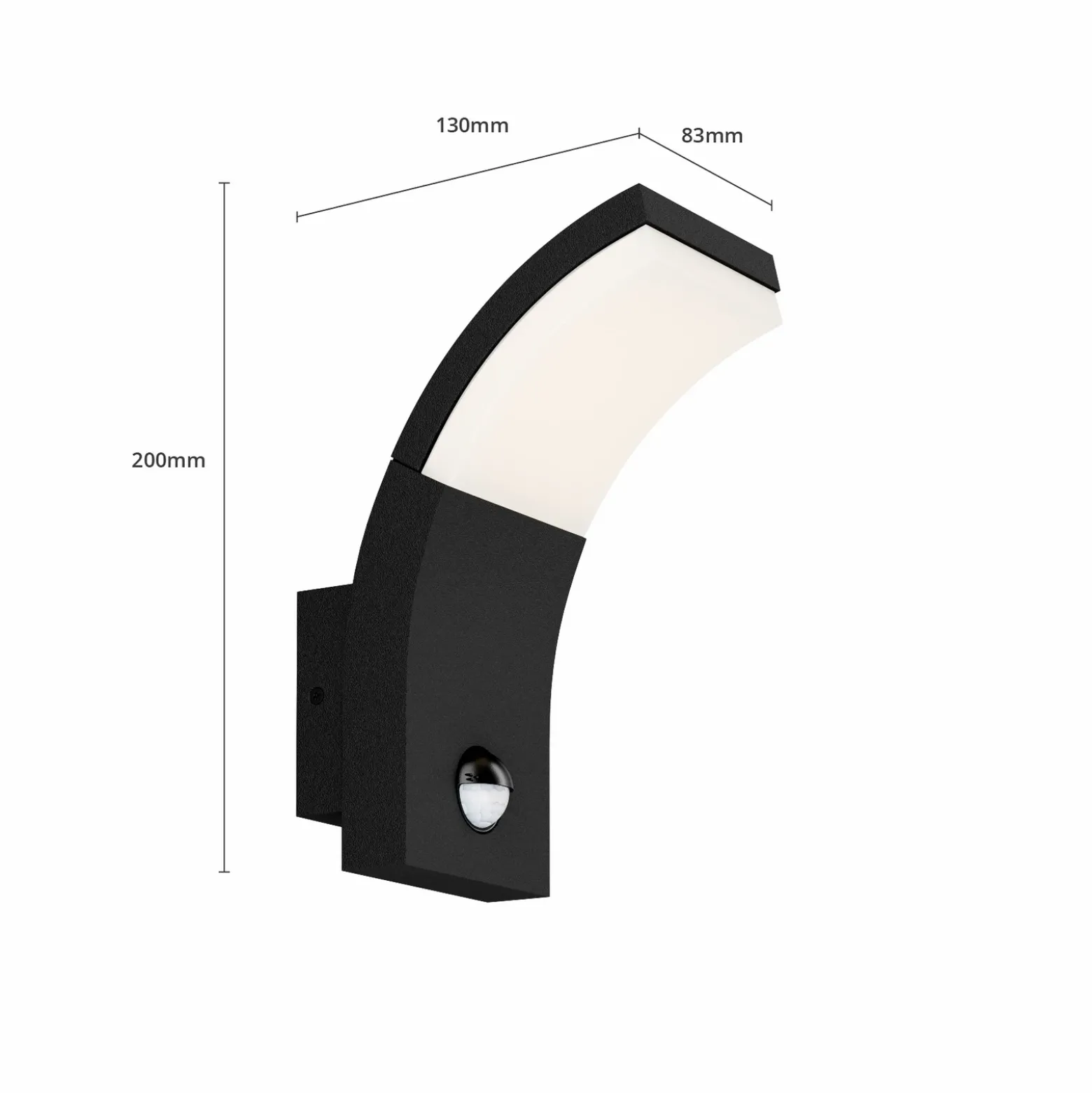 Aplique de pared LED Lucande Timm, sensor, 20 cm, antracita, IP54