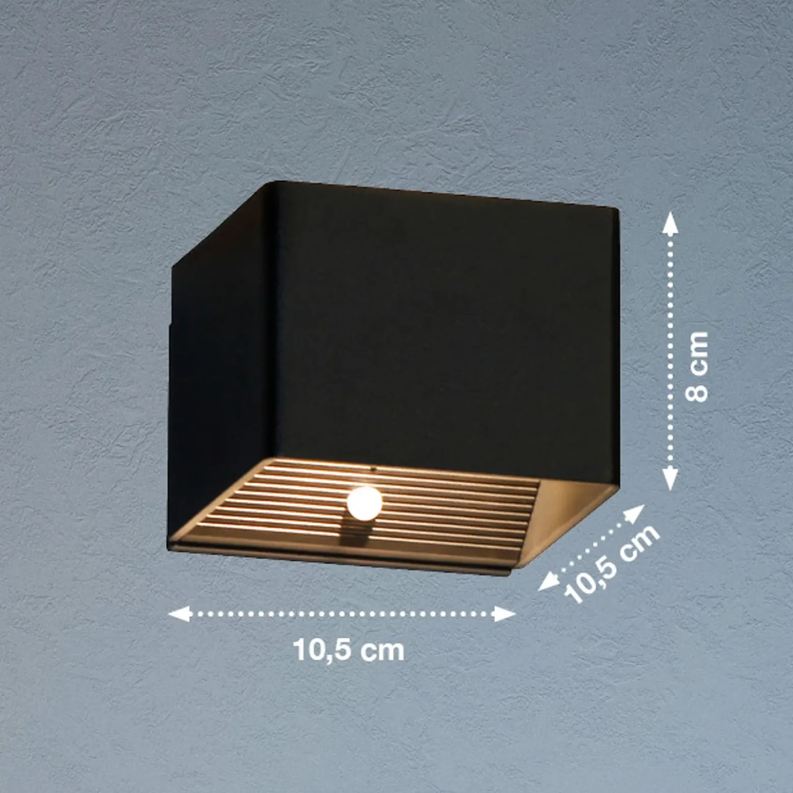Aplique de pared LED Magnetics, negro, USB, detector de movimiento