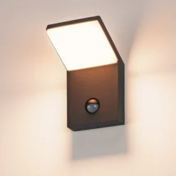 Aplique de pared LED Ordi, antracita, aluminio, ancho 10 cm, sensor
