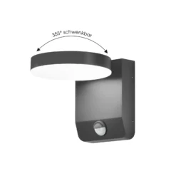 Aplique de pared LED 9083, sensor, antracita, 16 cm, CCT, IP54