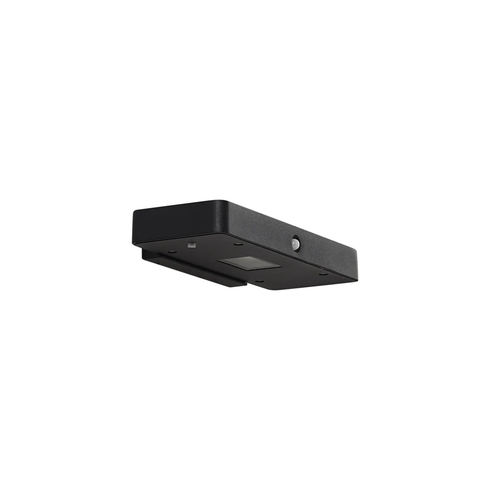 Aplique de pared LED solar Lucande Tavon, angular, negra, con sensor