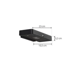Aplique de pared LED solar Lucande Tavon, angular, negra, con sensor