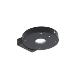 Aplique de pared LED solar Lucande Tavon, redondo, negro, sensor