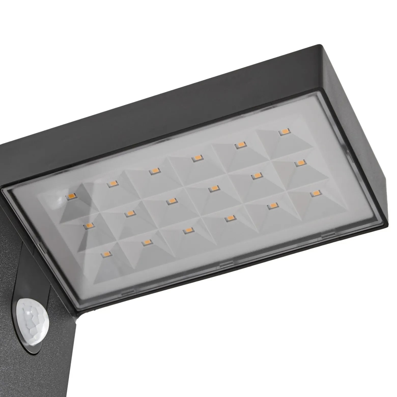 Aplique de pared LED solar Prios Aurino, negra, sensor, IP44