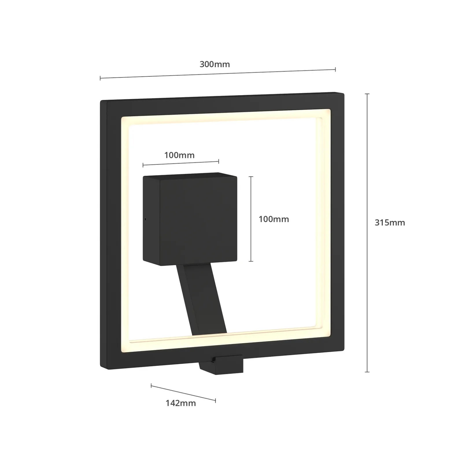 Aplique de pared LED Square de Lucande, antracita, metal, IP65