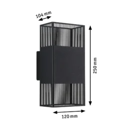 Aplique de pared LED Tharin de Paulmann, 25 cm, negro, luz hacia arriba/abajo,