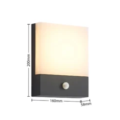Aplique de pared LED Vanira de Lindby, antracita, aluminio, sensor, IP54