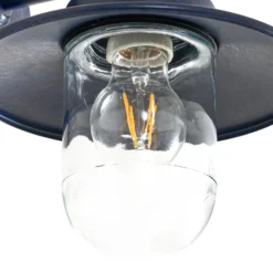 Aplique de pared Lindby Eloretta, negro/azul, acero, IP44, E27