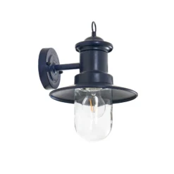 Aplique de pared Lindby Eloretta, negro/azul, acero, IP44, E27