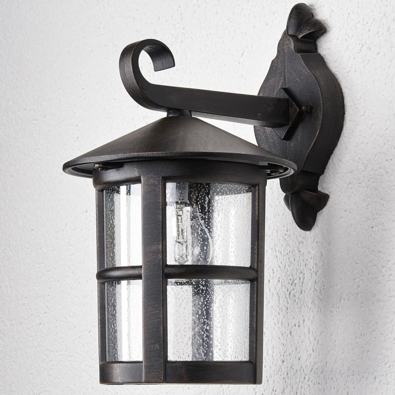 Aplique de pared Lindby «Florentine», 35 cm, color óxido, aluminio, IP44
