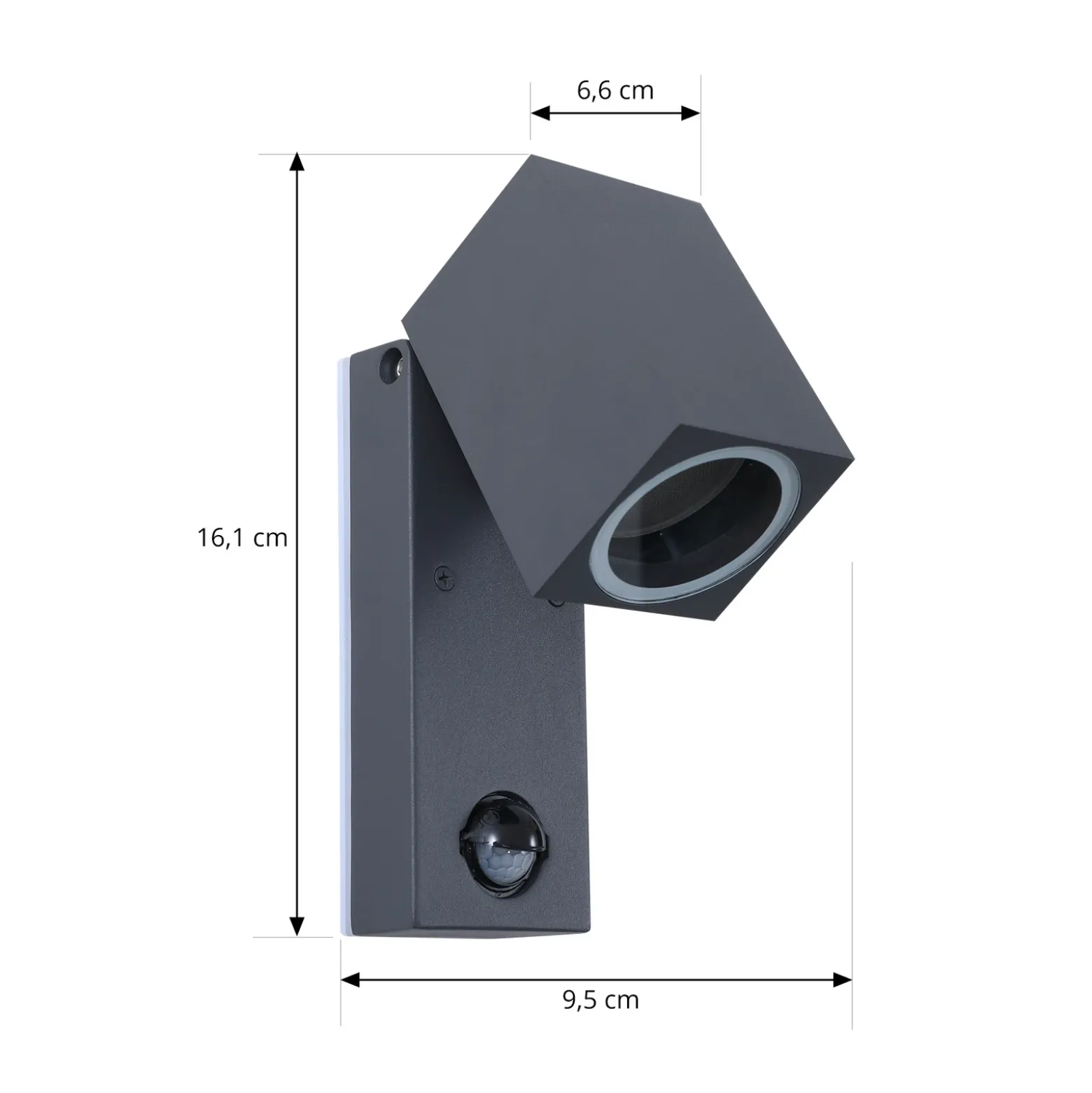 Aplique de pared Lindby Othil, con sensor, antracita, metal, IP44