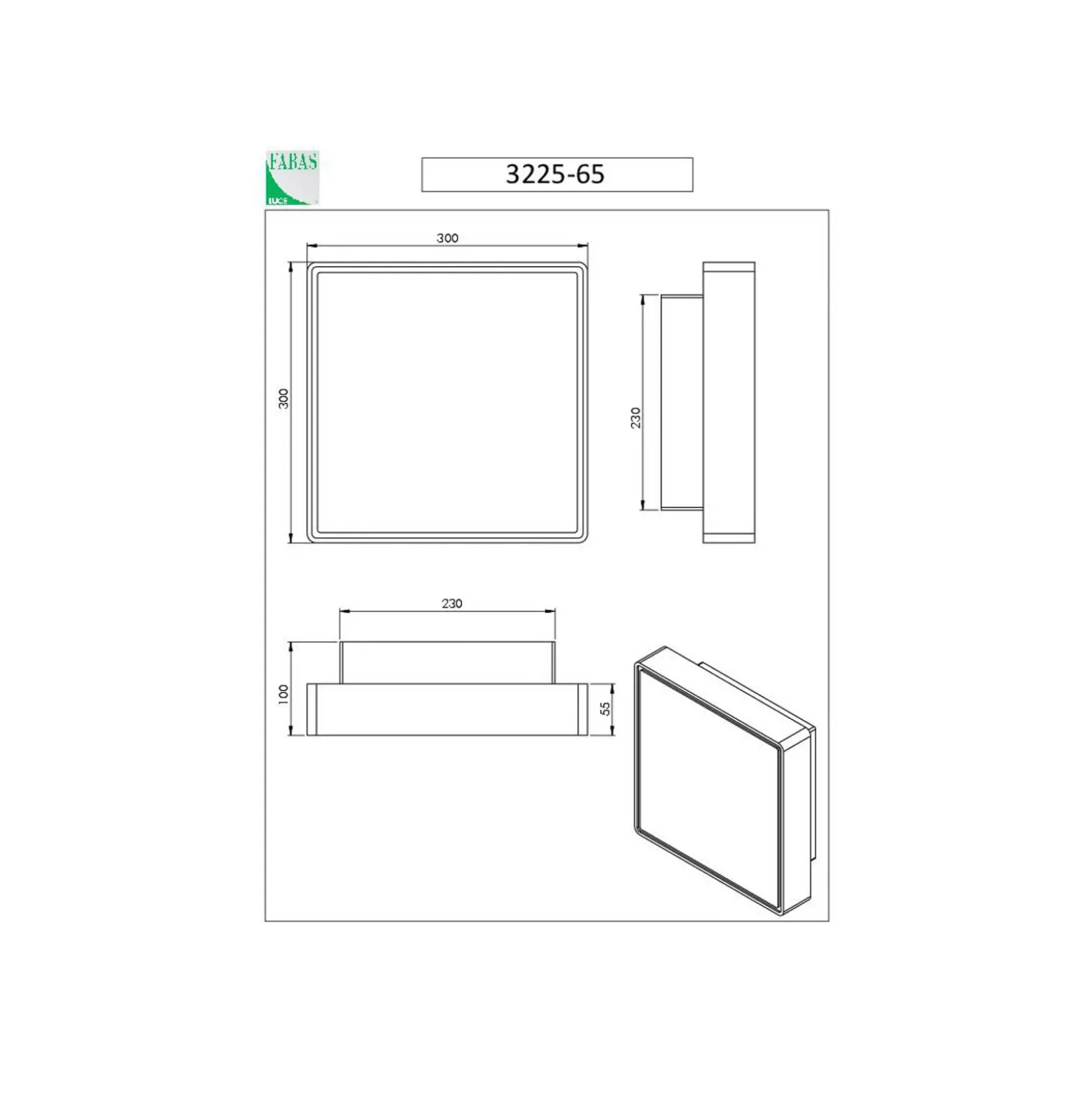 Aplique de pared Oban, 30 cm x 30 cm, sensor, 2 x E27, blanco, IP65