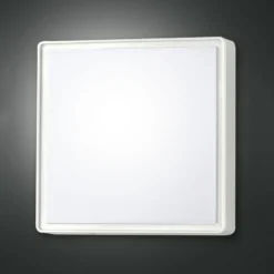 Aplique de pared Oban, 30 cm x 30 cm, sensor, 2 x E27, blanco, IP65
