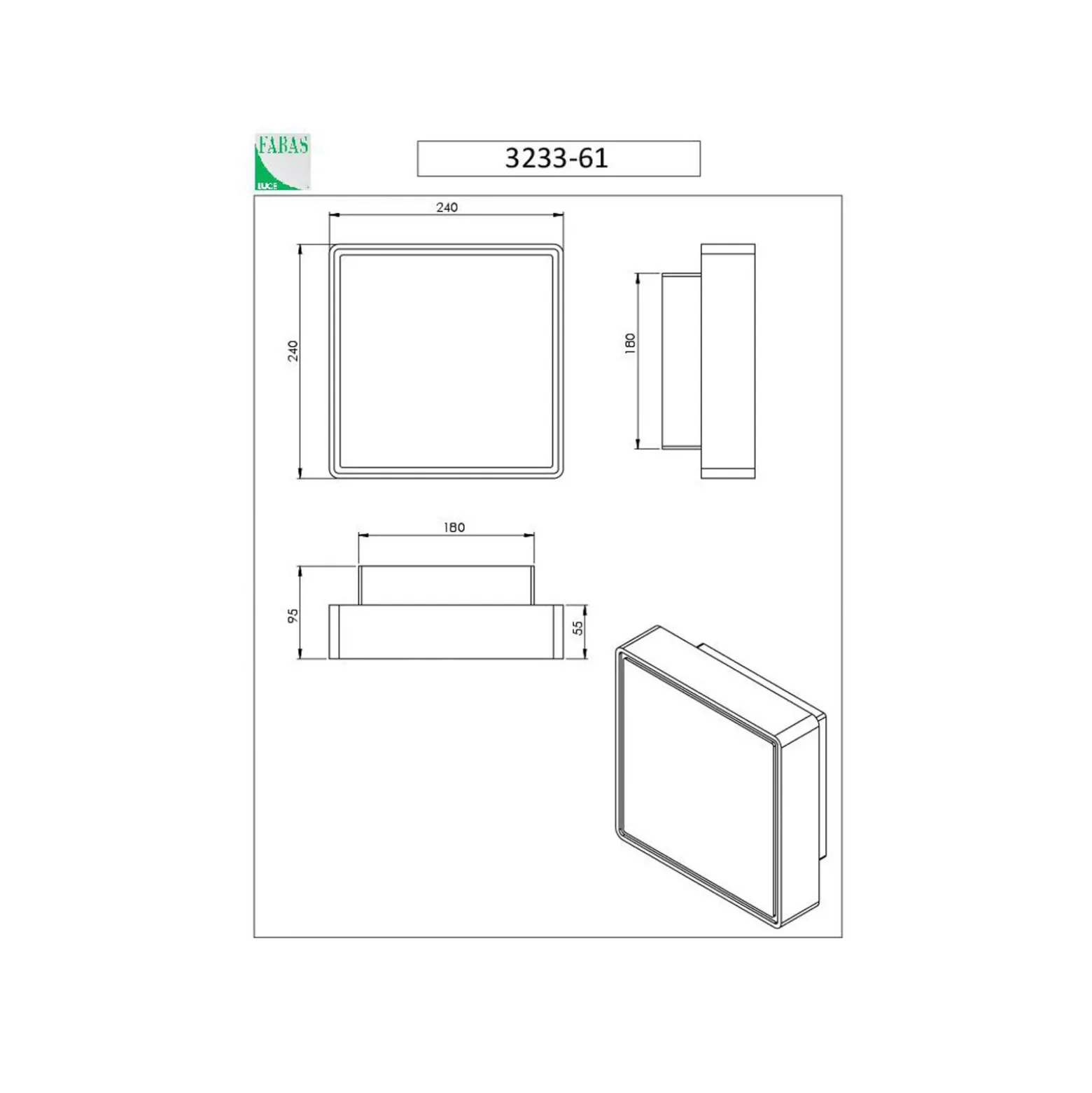 Aplique de pared Oban, 24 cm x 24 cm, 1 x E27, blanco, IP65