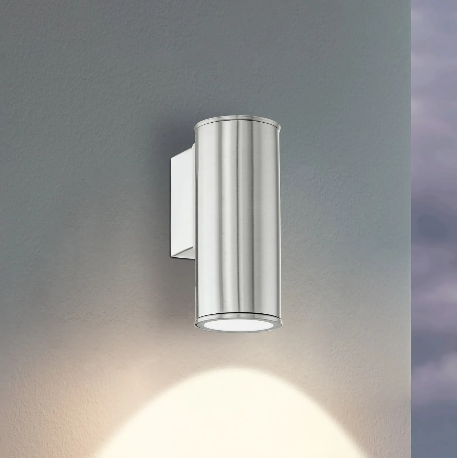 Aplique de pared Riga, acero inoxidable, altura 15 cm, acero inoxidable