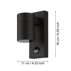 Aplique de pared Riga 5, antracita, altura 16 cm, metal