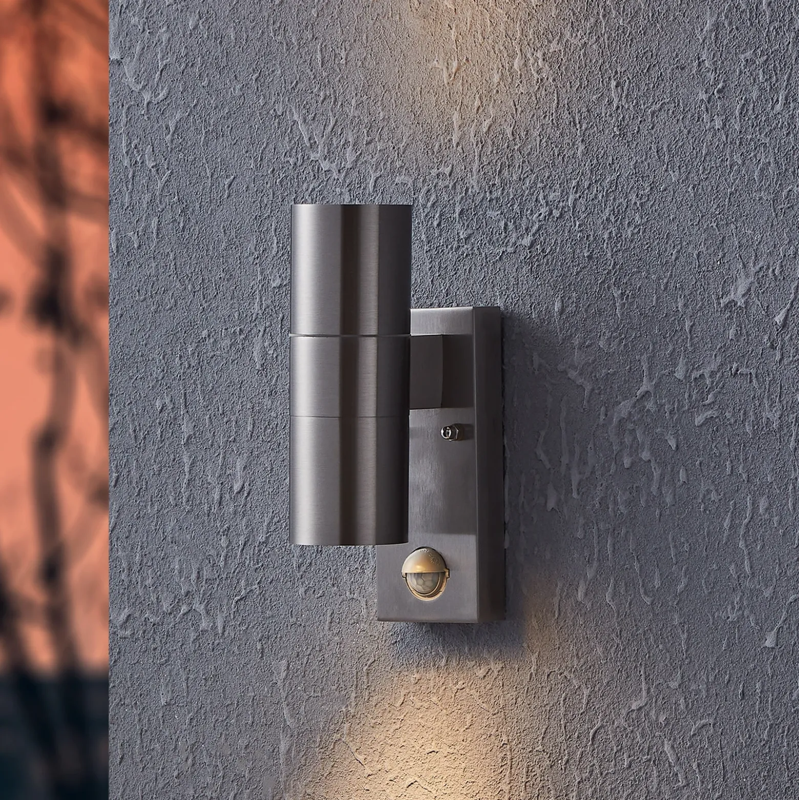 Aplique de pared Riga 5 de acero inoxidable, 21 cm, acero inoxidable, sensor de