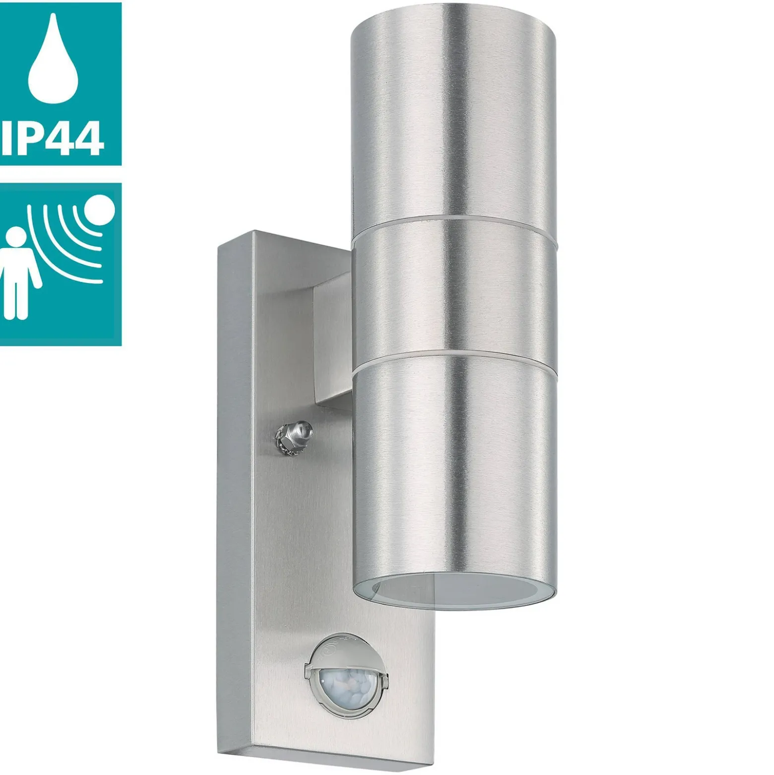 Aplique de pared Riga 5 de acero inoxidable, 21 cm, acero inoxidable, sensor de