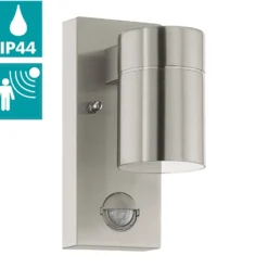 Aplique de pared Riga 5 en color acero inoxidable, 16 cm, sensor de acero