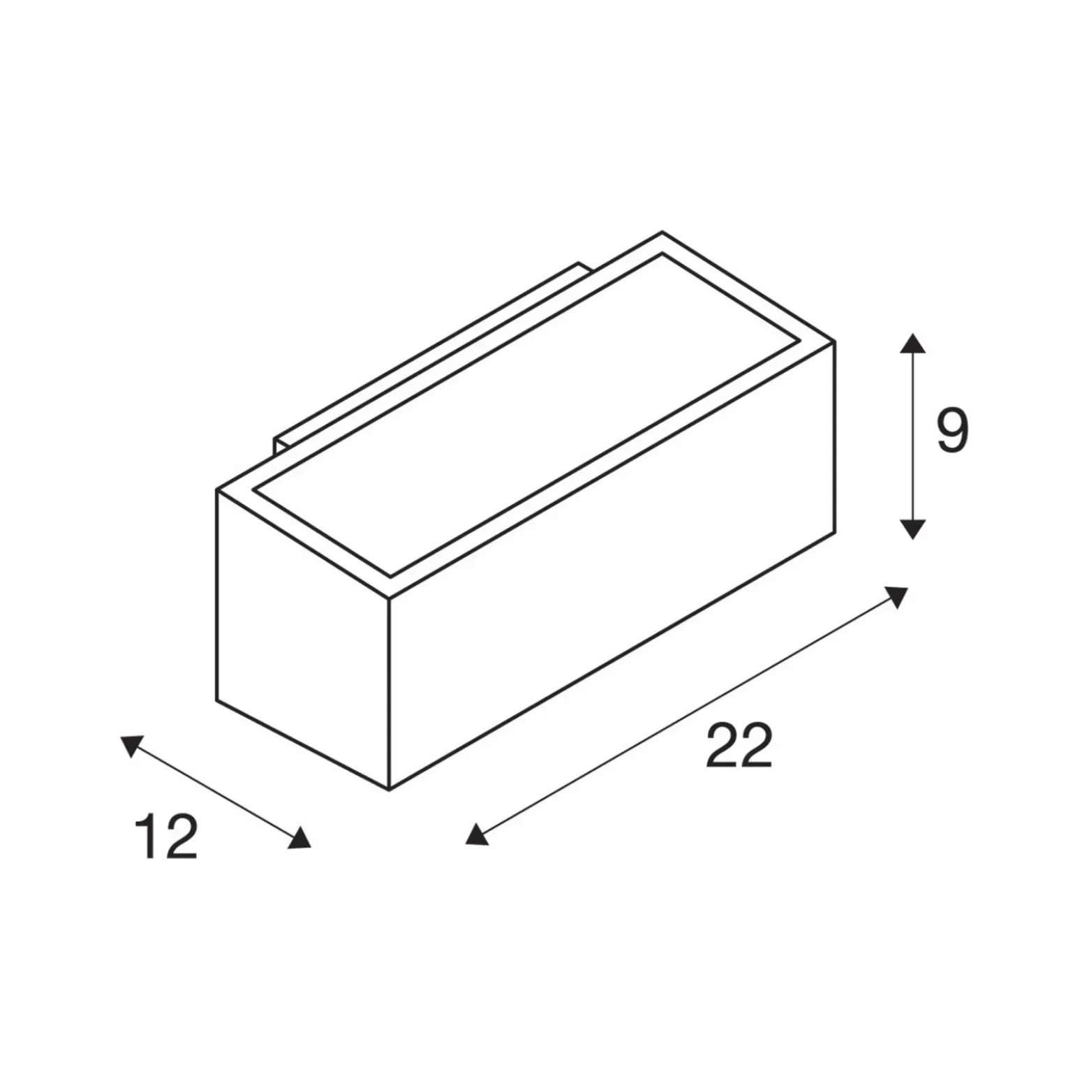 Aplique de pared SLV Box, antracita, aluminio, ancho 22 cm, luz hacia