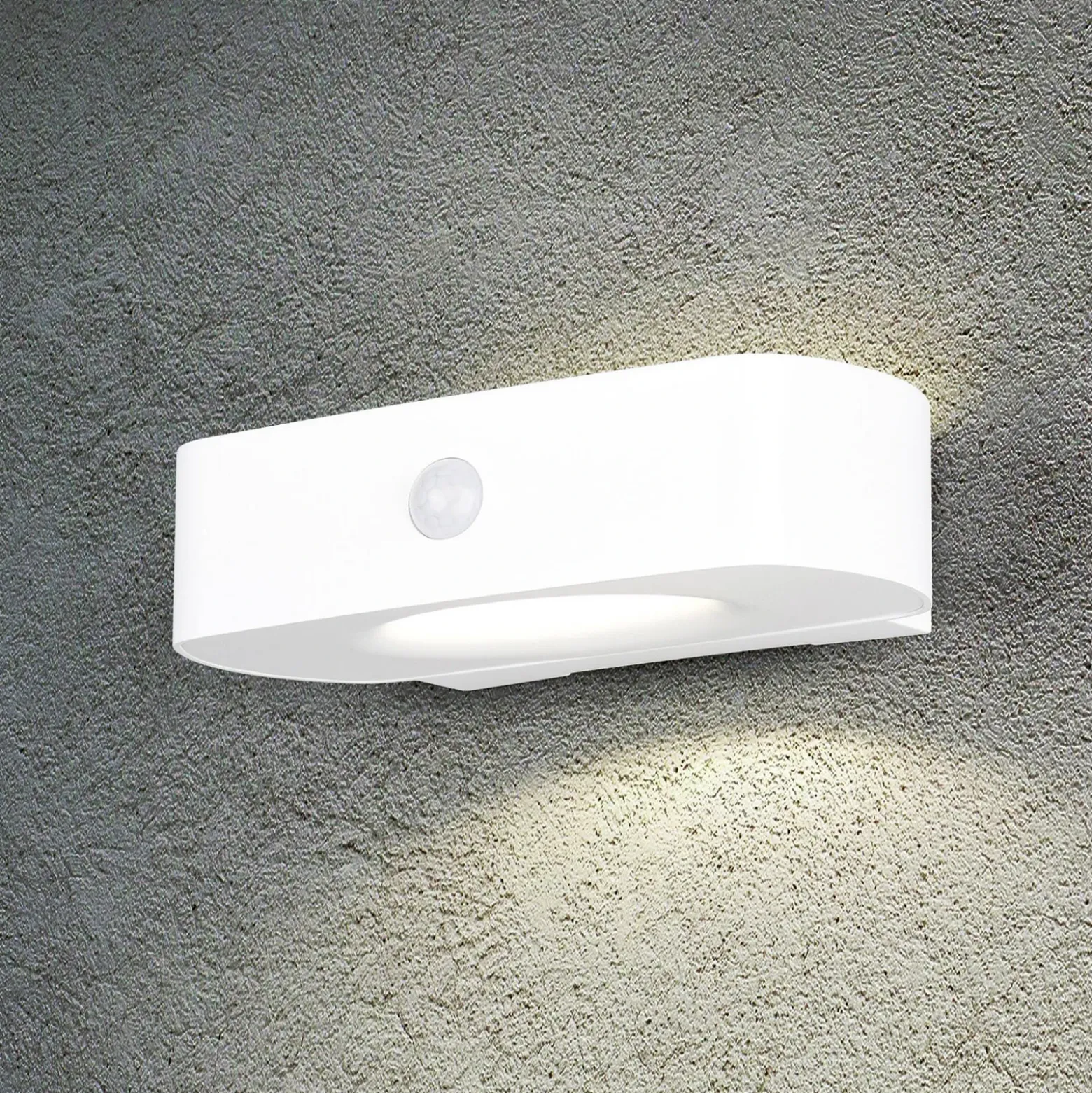 Aplique de pared solar Bilbao, blanca, altura 6 cm, sensor, arriba/abajo