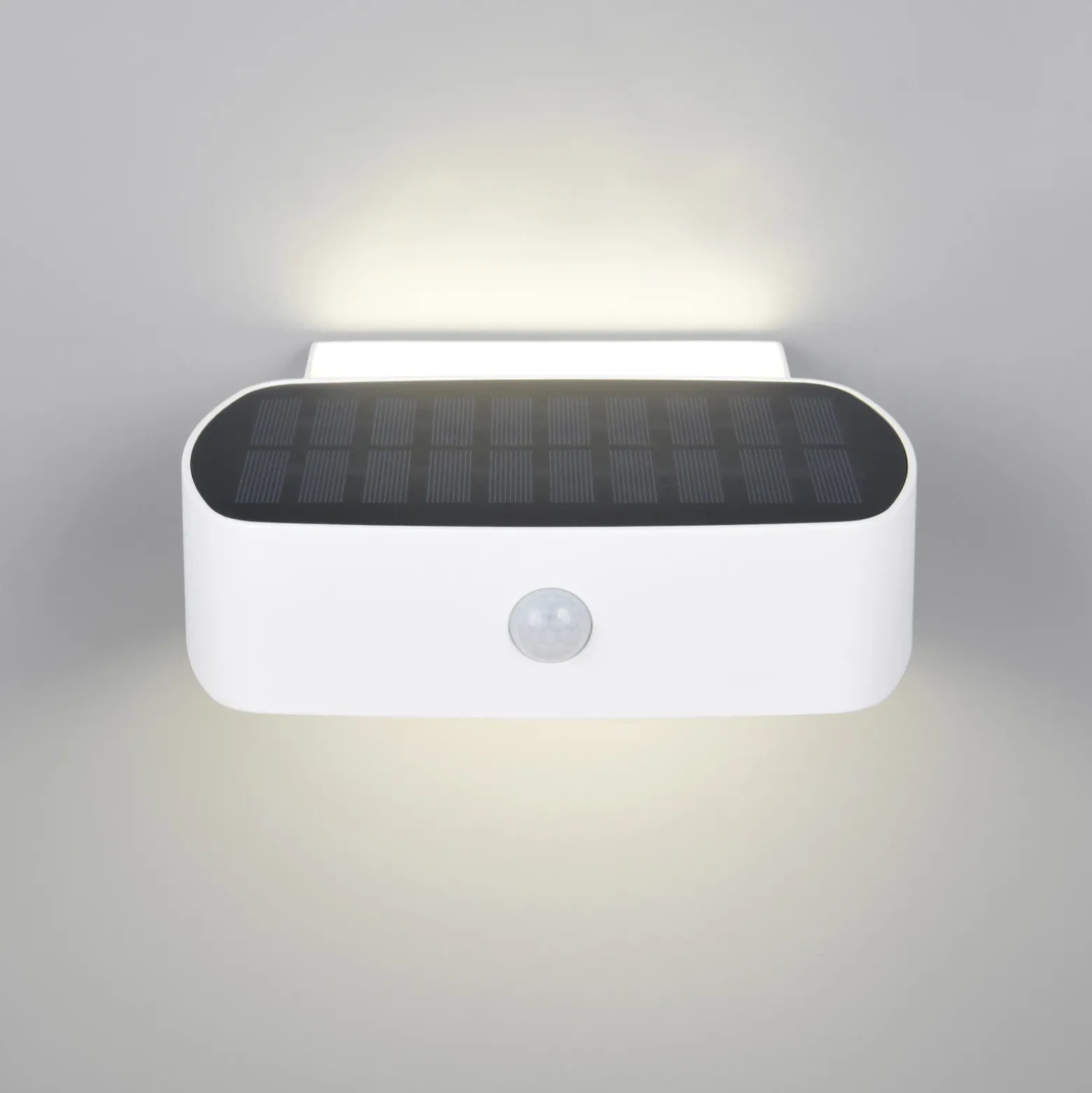 Aplique de pared solar Bilbao, blanca, altura 6 cm, sensor, arriba/abajo