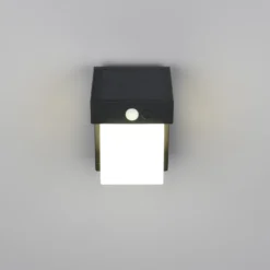 Aplique de pared solar Colombo, negro mate, altura 14 cm, sensor