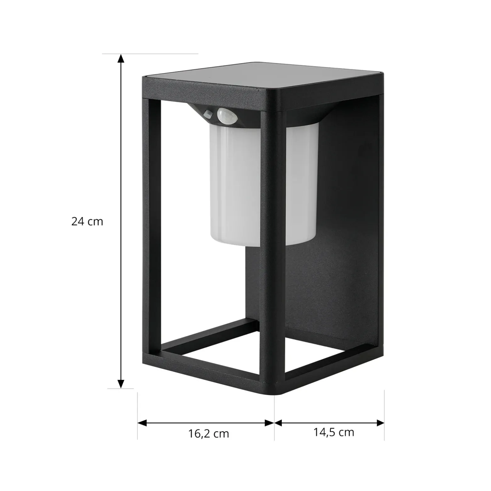 Aplique de pared solar LED Lucande Tilena, negra, aluminio, sensor