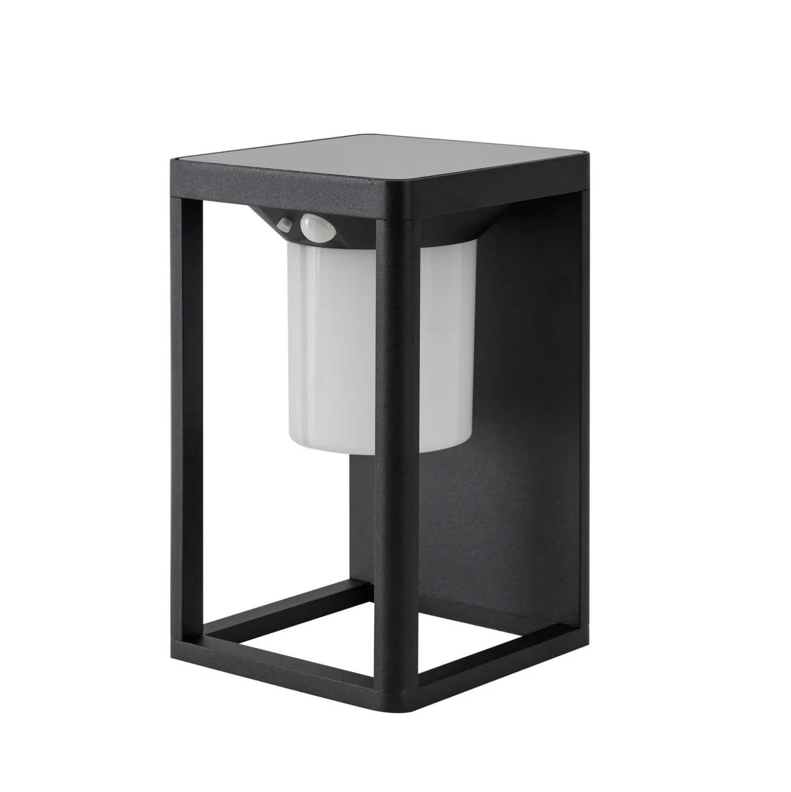 Aplique de pared solar LED Lucande Tilena, negra, aluminio, sensor