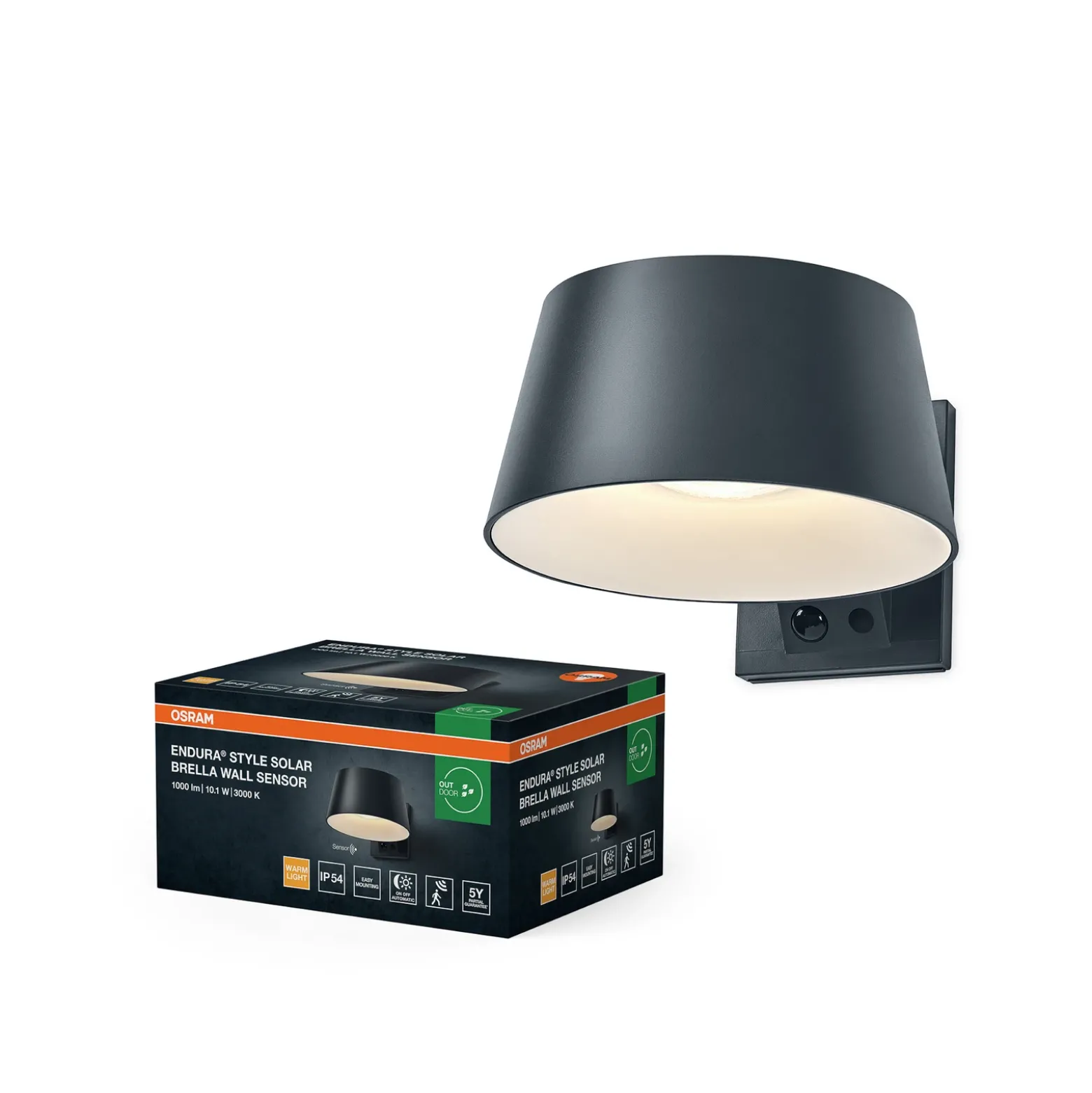 Aplique de pared solar OSRAM ENDURA STYLE BRELLA, gris, sensor IP54