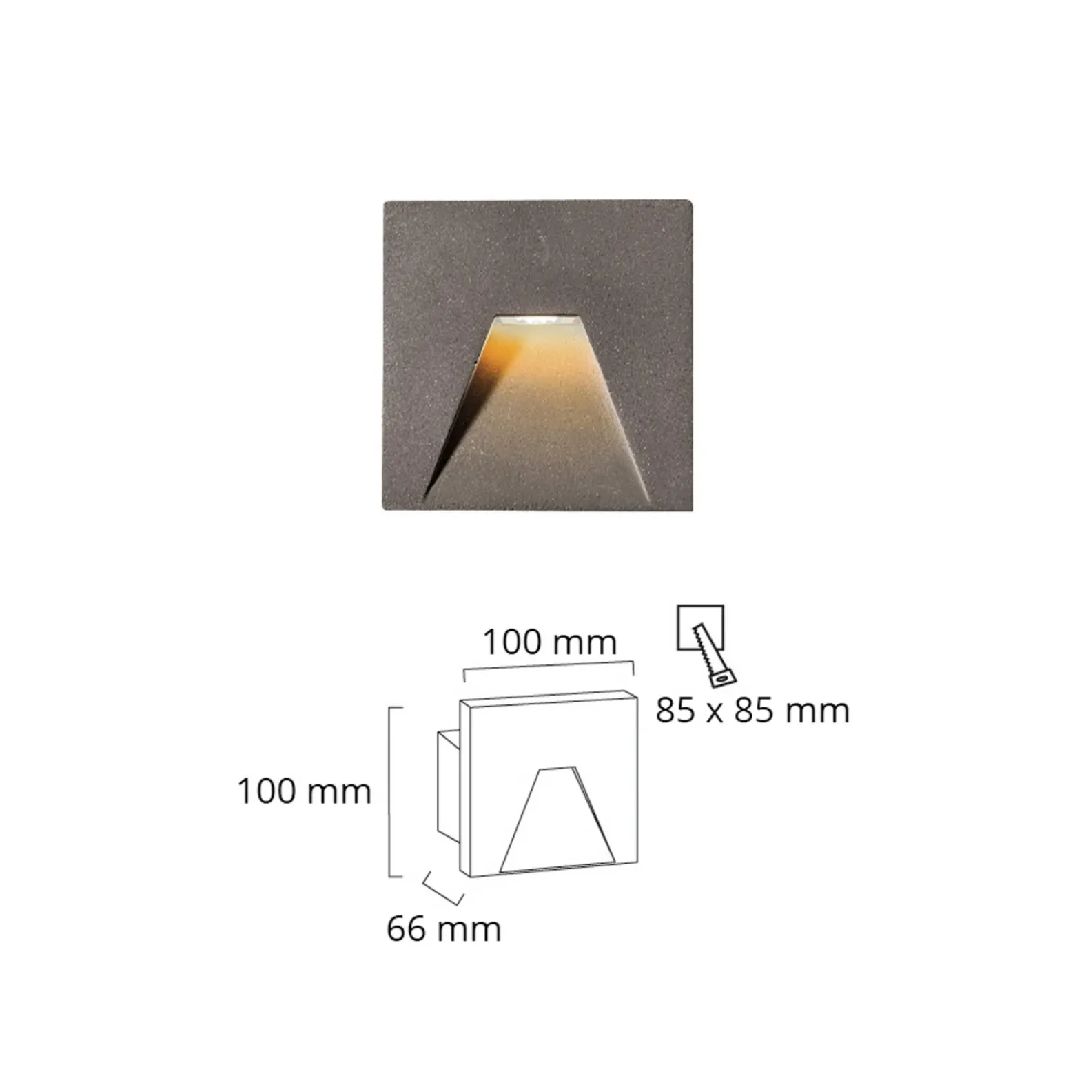 Aplique empotrable LED Space, gris, 10x10 cm