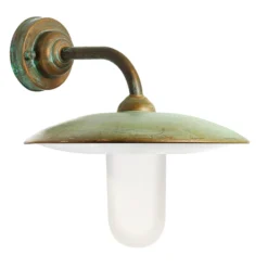 Aplique exterior Casale, vidrio latón antiguo opal