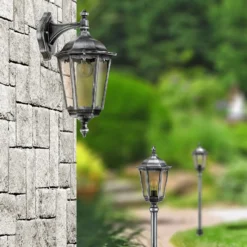 Aplique exterior 1111 farol colgante negro-plata