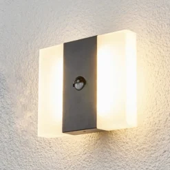 Aplique LED con sensor para pared de exterior Kumi, grafito, IP44