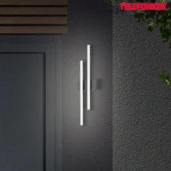 Aplique LED de exterior Graz directo 2 luces negro