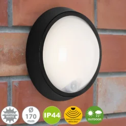Aplique LED de exterior Helsinki sensor IP44 negro