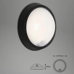 Aplique LED de exterior Helsinki sensor IP44 negro