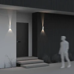 Aplique LED de exterior Times Square blanco
