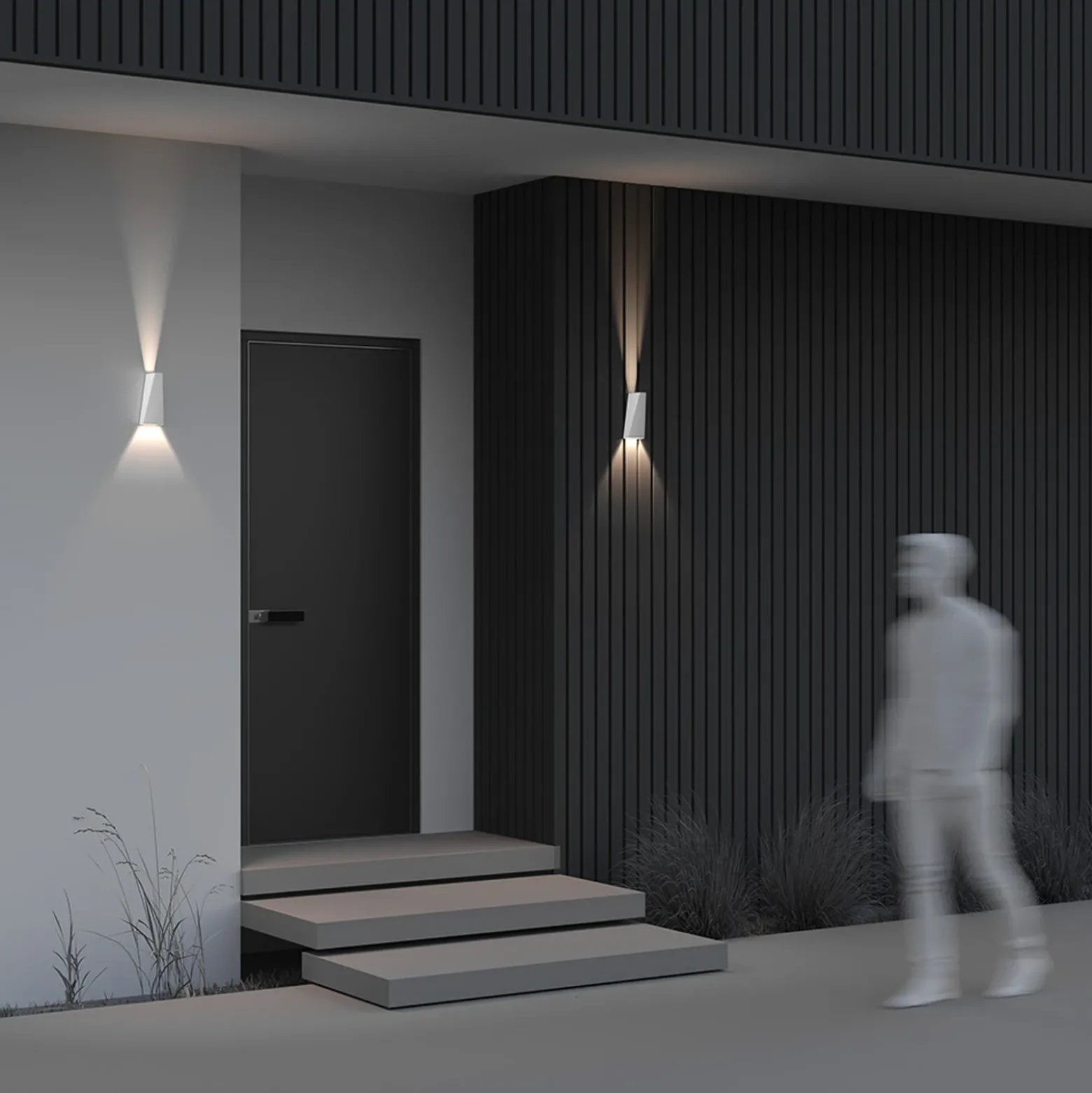 Aplique LED de exterior Times Square blanco